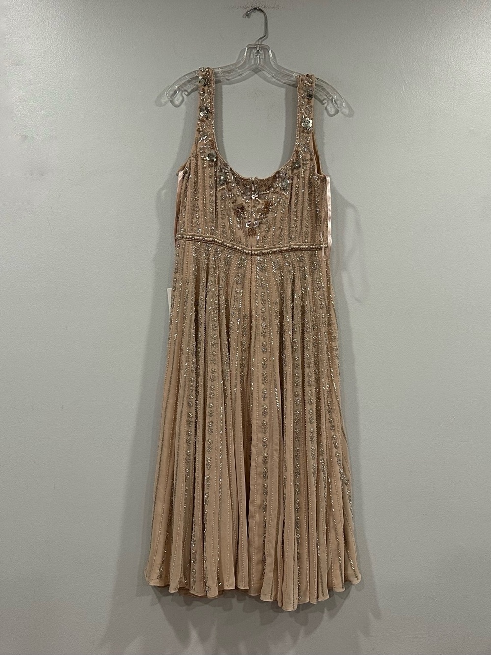 Mac Duggal 94155 Pink Sleeveless Scoop Neck Embellished Midi Dress Sz 10 - Picture 6 of 7